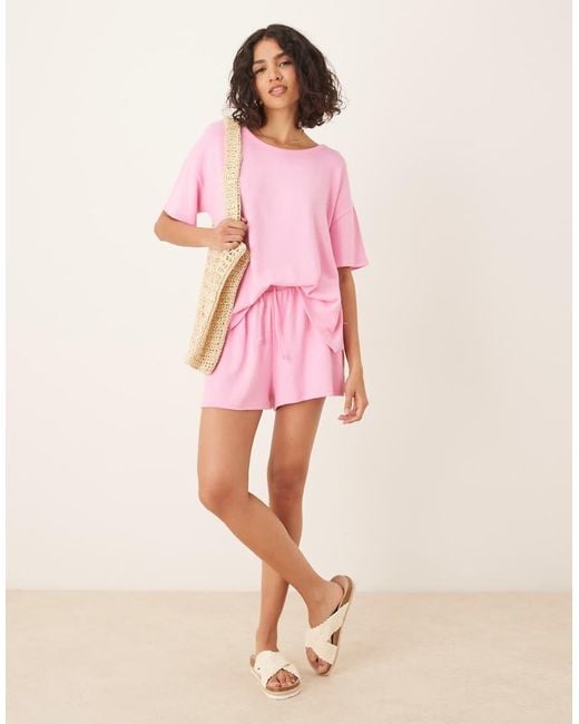 Pantalones Cortos Rosas De Punto Texturizado De (Parte De Un Conjunto) ASOS de color Pink