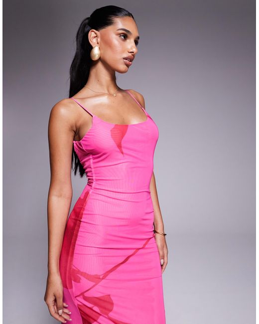 Princess Polly Pink Knox Mesh Low Back Cami Mini Dress