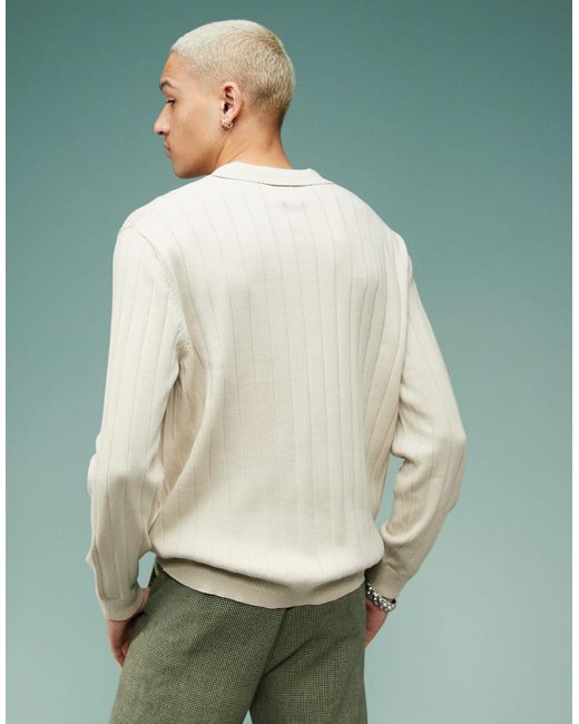 ASOS – locker geschnittener strickpullover in Natural für Herren