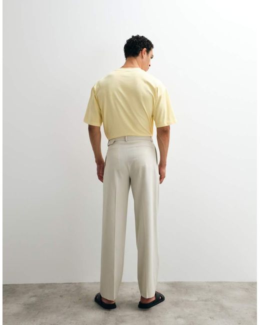 ASOS White Smart Belted Wide Leg Trousers for men