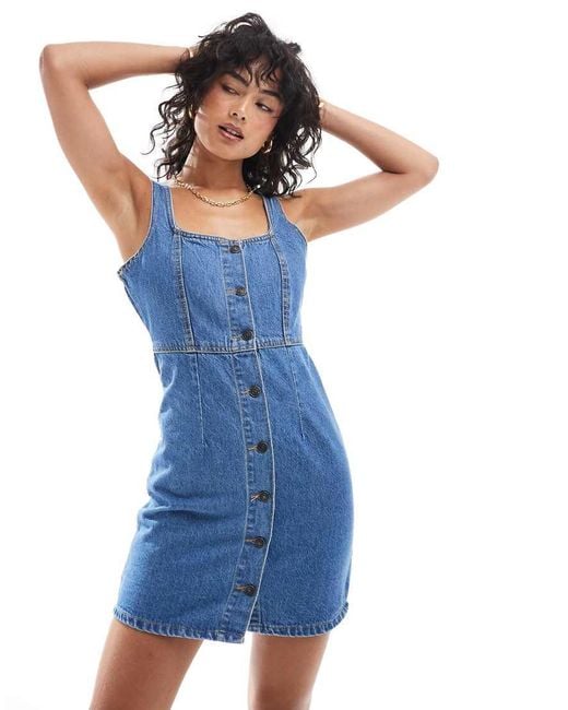 Don't Think Twice Blue Dtt Denim Button Front Mini Dress