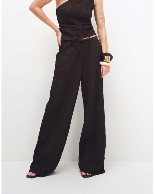 ONLY White High Waist Crinkle Textured Trousers Co-ord