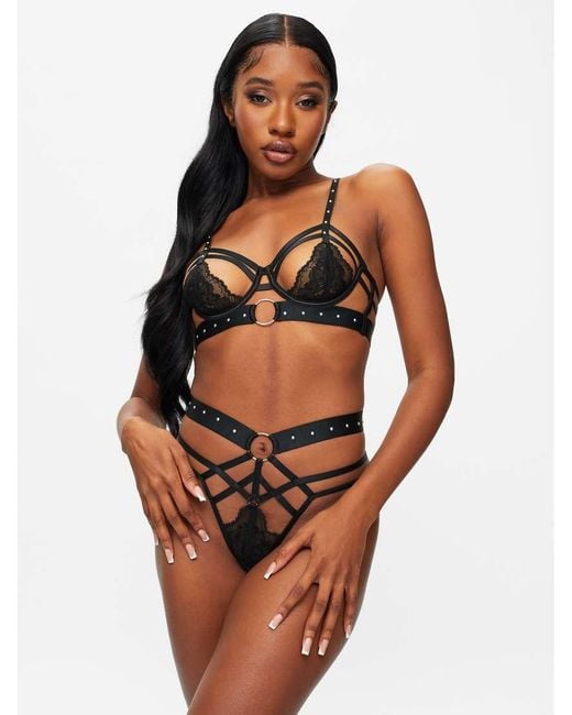 Ann Summers Black Unleash Me Crotchless Set
