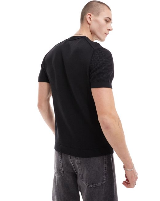 River Island Black Knitted T-shirt for men