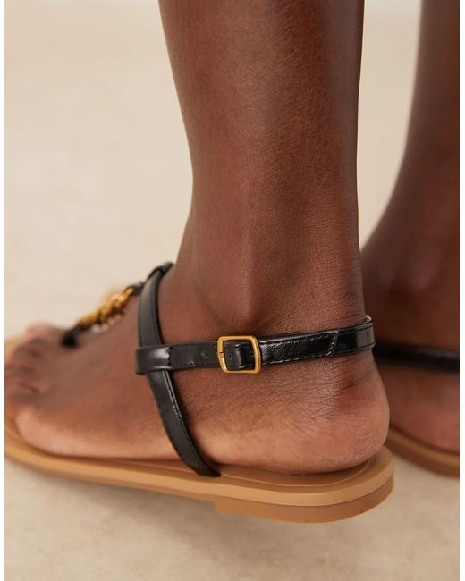 ASOS Brown Fancy Chain Flat Sandals