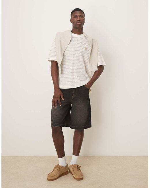 ASOS Recht Oversized T-Shirt Met Borduursel Op De Borst in het Natural voor heren