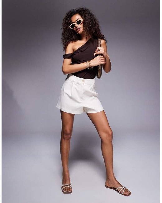 River Island Linnen Short Met Structuur in het Gray