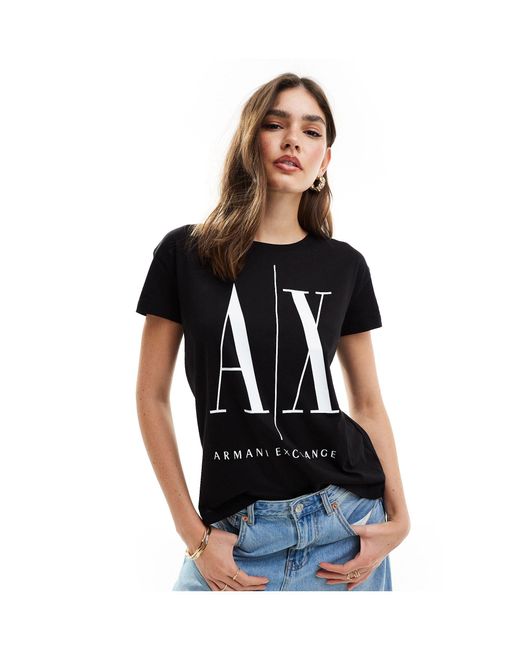 T-shirt boyfriend nera di Armani Exchange in Black