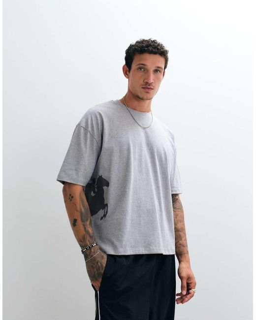 ASOS White Boxy Oversized T-shirt With Cowboy Graphic for men