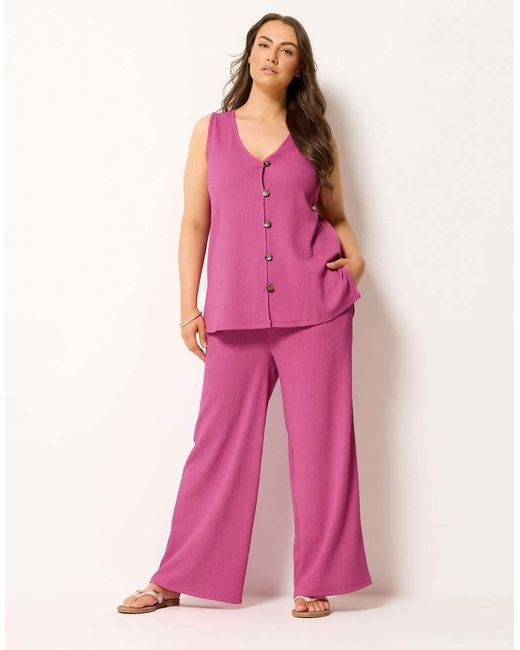 Yours Clothing Pink Textured Waistcoat