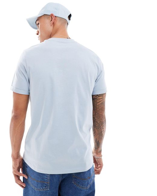 ASOS Blue T-shirt With Roll Sleeve for men