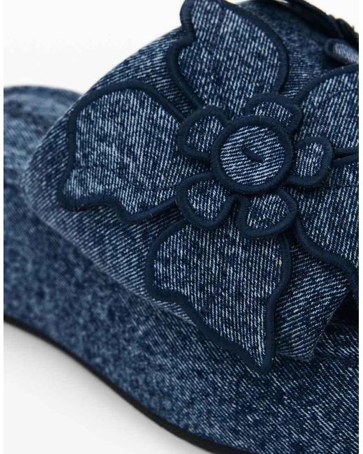 Desigual Blue Denim Platform Sandal