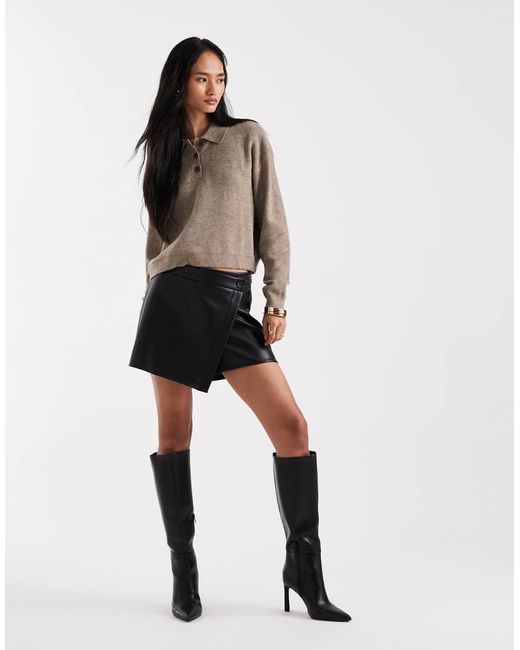 Vero Moda Metallic Polo Neck Button Front Jumper