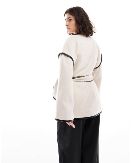 4th & Reckless Natural Wool Blend Contrast Edge Belted Jacket