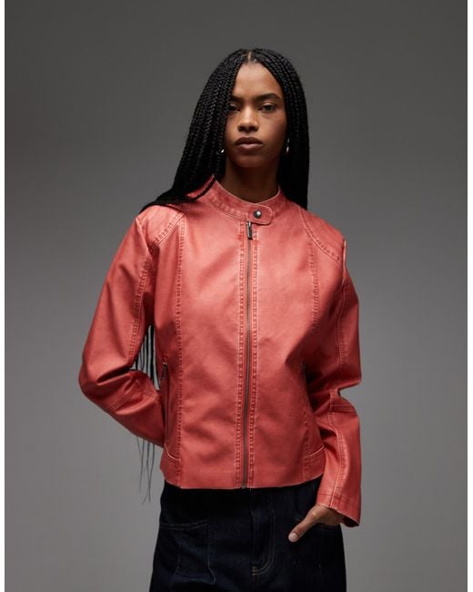 Collusion Red Biker Jacket