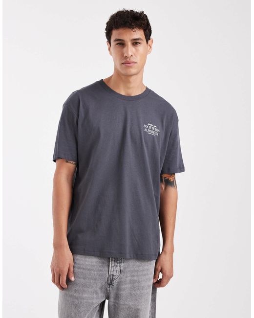 Jack & Jones Blue Oversized T-shirt With Scenic Backprint for men