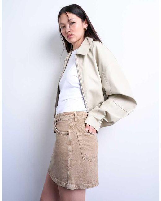TOPSHOP Natural Denim Pelmet Mini Skirt
