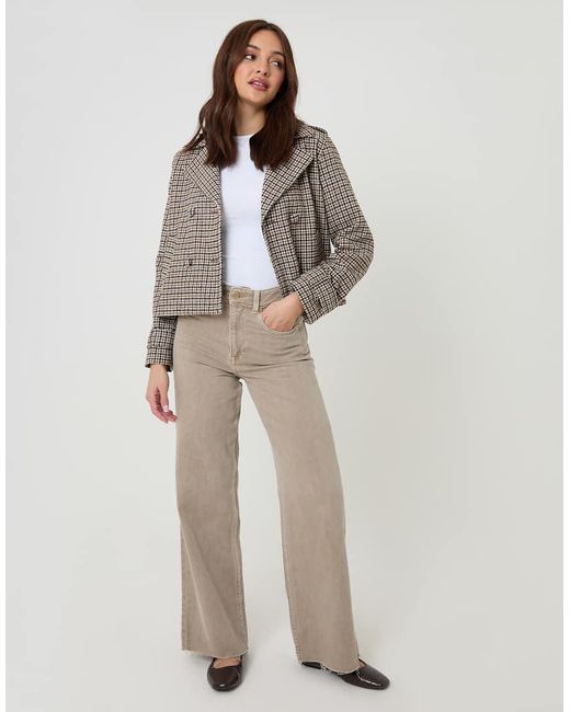 Threadbare Gray Check Faux Wool Cropped Jacket