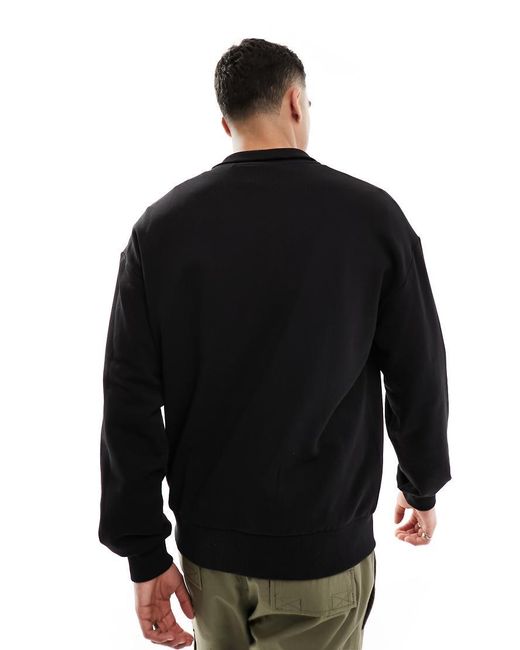 HUGO Black Quarter Zip Sweat for men