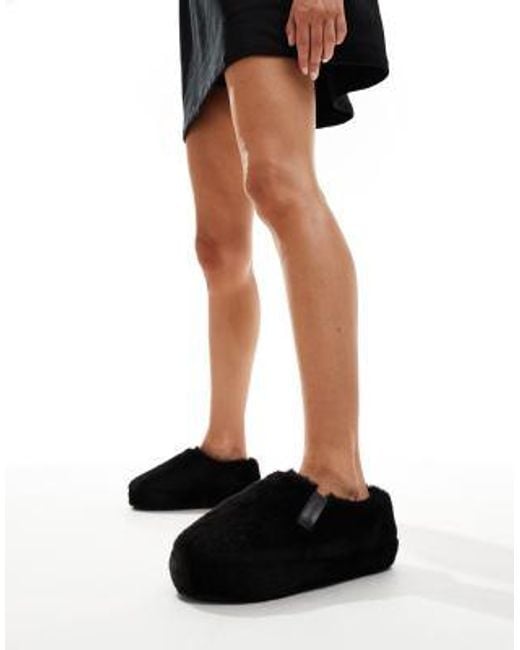 Calvin Klein Black Fur Mule Slippers