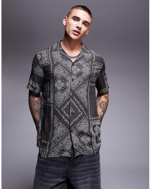 River Island Gray Short Sleeve Shirt for men
