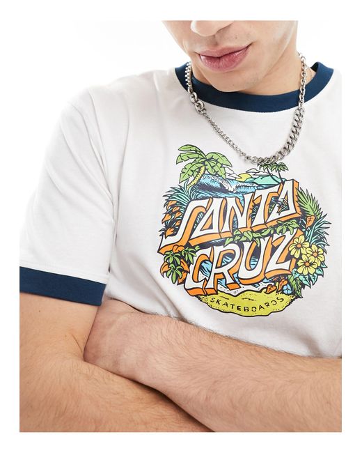 Santa Cruz Gray Tropical Dot Ringer T-shirt for men