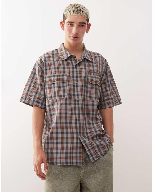Collusion Brown Boxy Skate Shirt for men