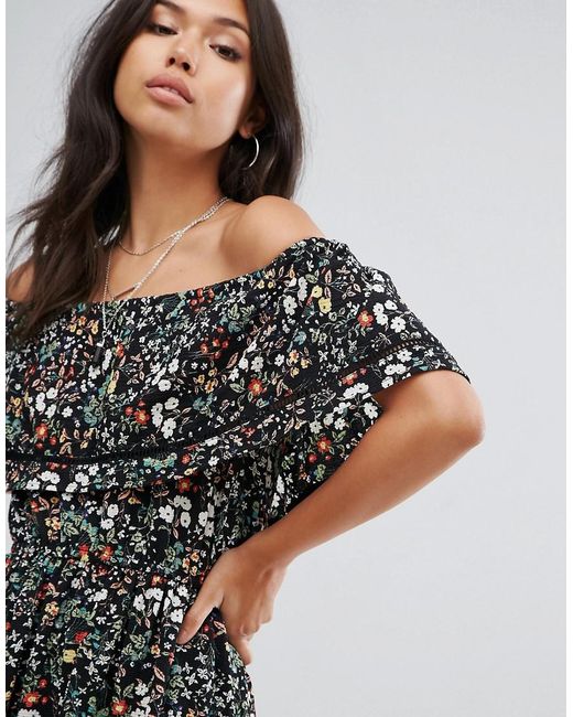 printed bardot dress