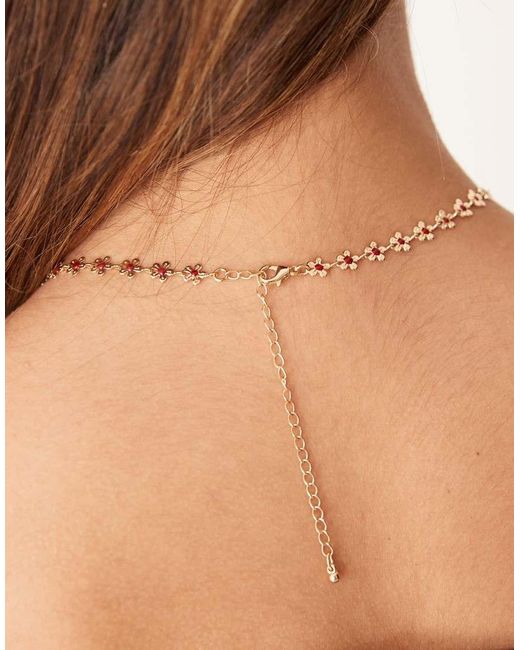 Collar Corto Dorado Con Detalle De Esmaltadas De -Rojo ASOS de color Natural