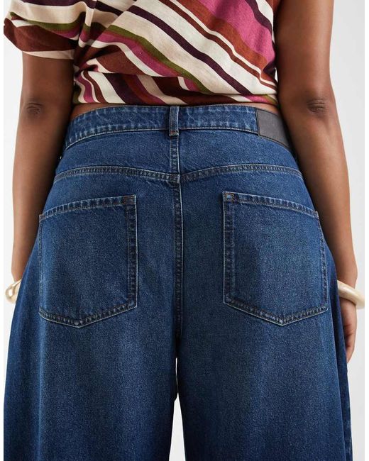 ASOS Blue Asos Design Curve High Waisted Barrel Leg Jeans