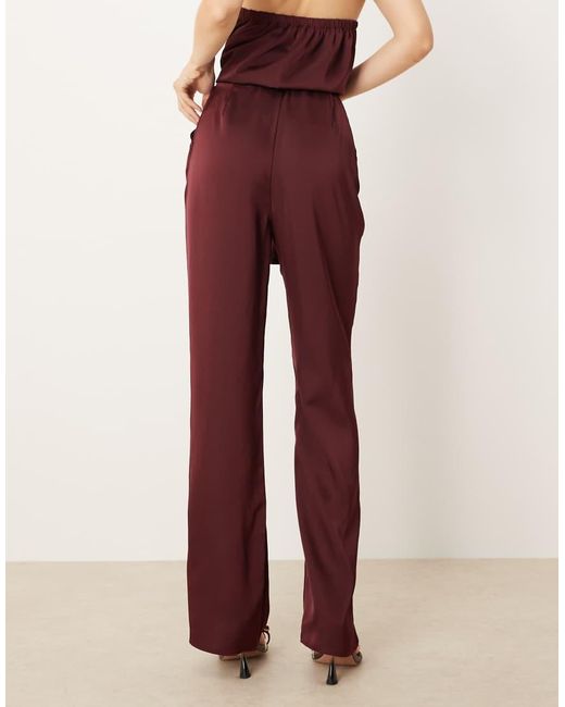 Pantaloni Sartoriali Dritti Color Prugna di ASOS in Red