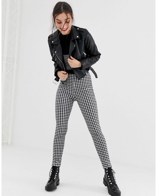 Stradivarius Denim Zip Side Gingham 
