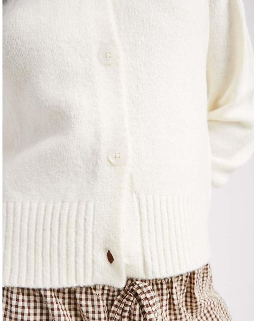 Threadbare White Crew Neck Button Through Cardigan
