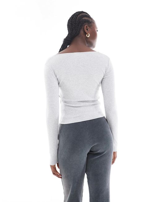 Cotton on - crop top manches longues à encolure carrée Cotton On en coloris White