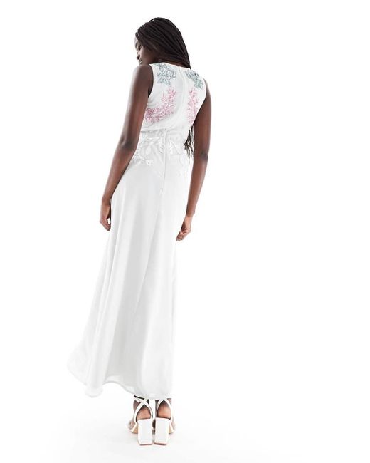 Maya White Embellished Sleeveless Maxi Dress