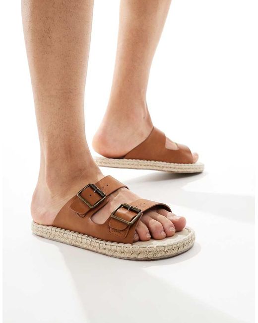 Sandali Espadrilles Color Cuoio Con Fascette Doppie di ASOS in White da Uomo