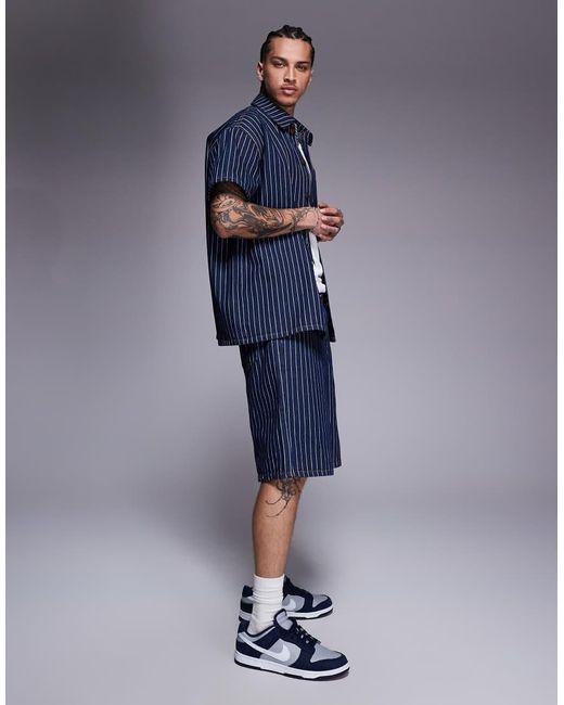 Camicia Oversize di Liquor N Poker in Blue da Uomo
