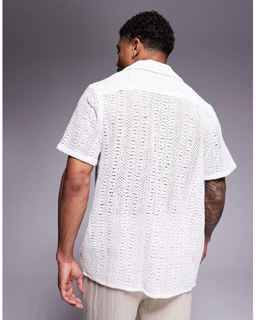 Camicia Da Mare Bianca All'Uncinetto A Maniche Corte di South Beach in White da Uomo