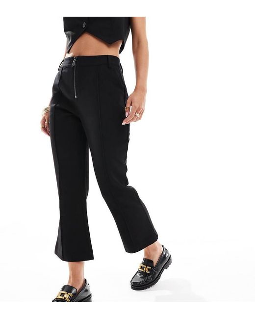 Pantalones De Sastre Negros De Pernera Slim Con Cremallera Delantera De Asos Design Petite ASOS de color Black