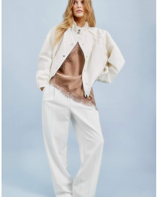 NA-KD White Wide High Waist Suit Trouser