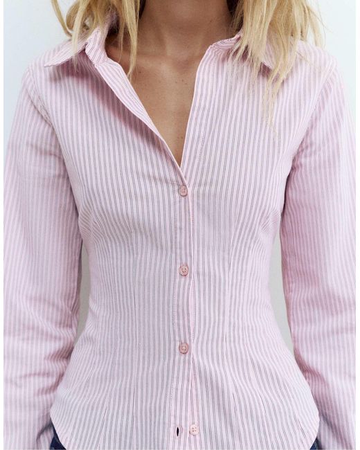 Pull&Bear White – figurbetonte hemdbluse