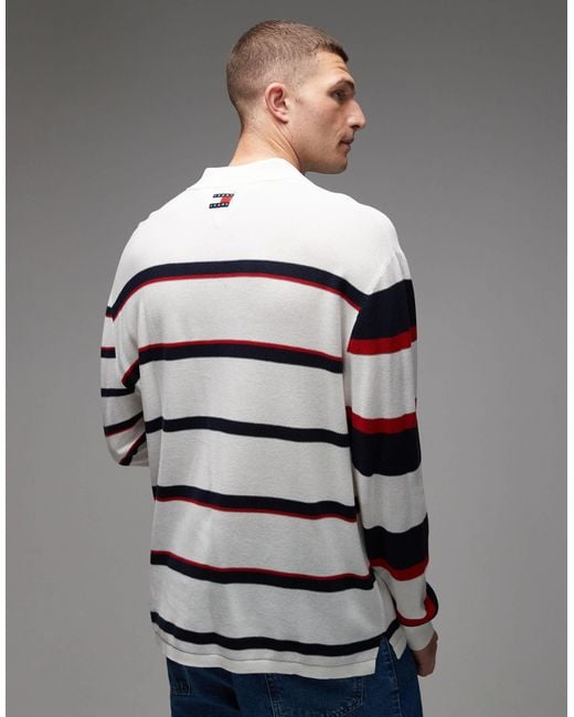 Tommy Hilfiger Gray Knitted Striped Polo Sweatshirt for men