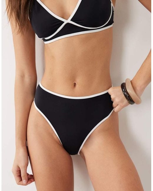 Free Society Natural High Rise Bikini Bottom With Contrast Trim