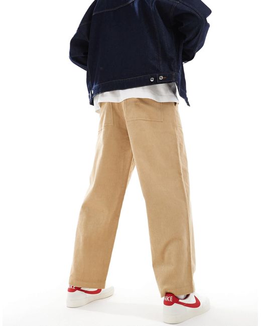 Pantalon droit en velours côtelé - beige ASOS pour homme en coloris White