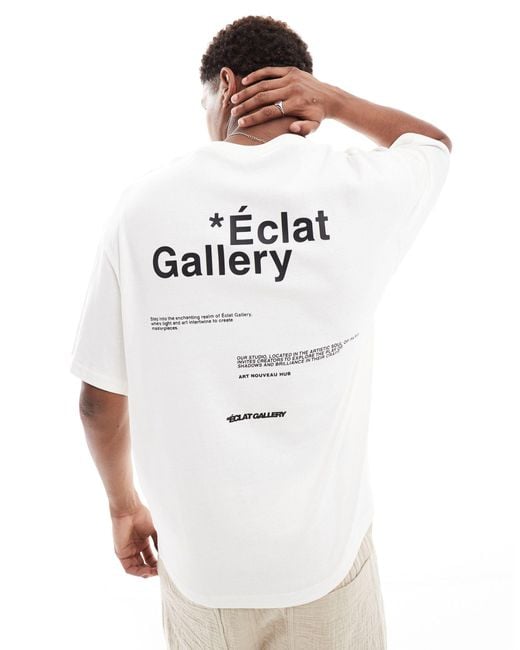 Pull&Bear White Gallery Back Printed T-shirt for men