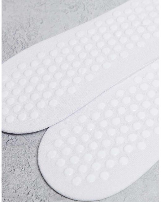 4505 White Pilates 2 Pack Non Slip Grip Socks With Elastic Straps