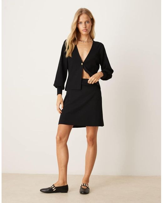 Vila Black A-line Knitted Mini Skirt Co-ord