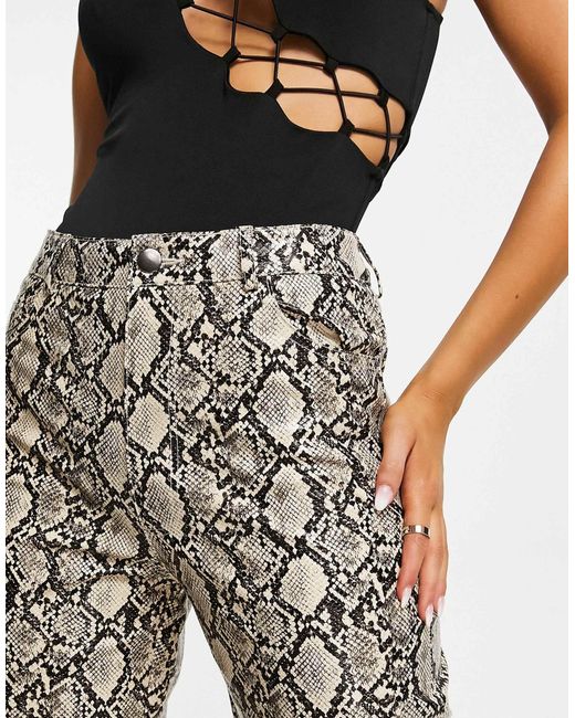 Stradivarius Multicolor Faux Leather Straight Trouser