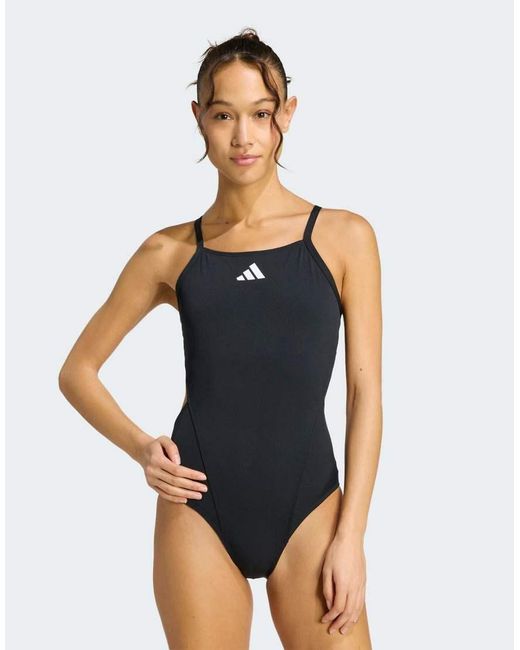 Adidas Originals Blue Ripstream Team Thin Straps C-Back Swimsuit