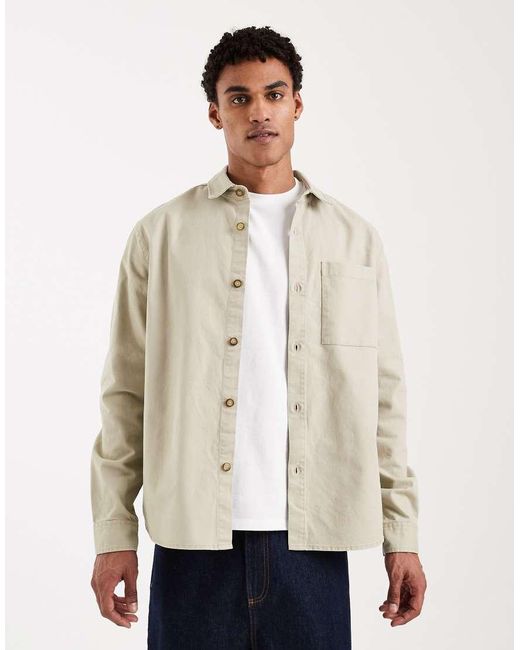 New Look Natural Oversized Overshirt for men